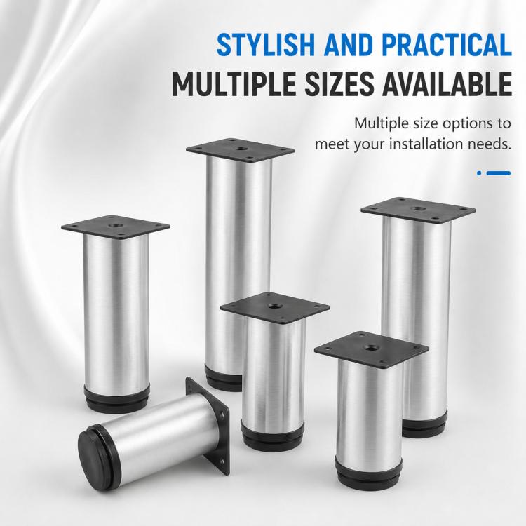 Brushed Stainless Steel Furniture Support Legs for Sofas and Coffee Tables, 50mm, 60mm, 80mm, 100mm, 120mm, 150mm, 200mm, 250mm, 300mm, 350mm, 400mm, 450mm, 500mm