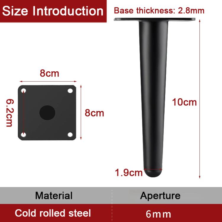 Straight Tapered Metal Furniture Support Legs for Sofas and Coffee Tables, 10cm, 12cm, 15cm, 17cm, 20cm, 25cm, 30cm