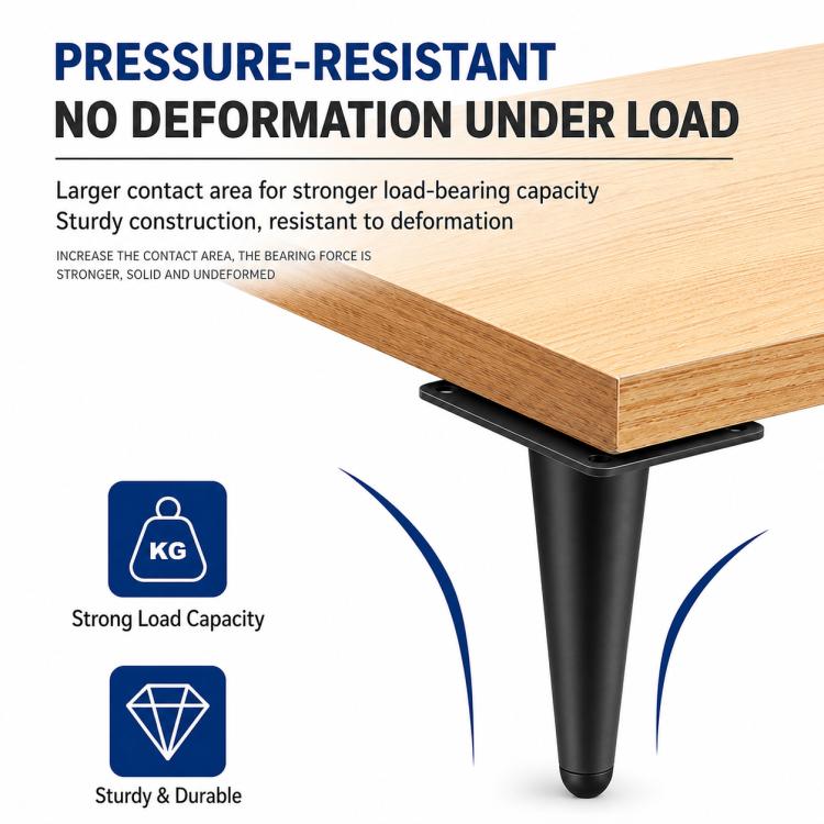 Straight Tapered Metal Furniture Support Legs for Sofas and Coffee Tables, 10cm, 12cm, 15cm, 17cm, 20cm, 25cm, 30cm