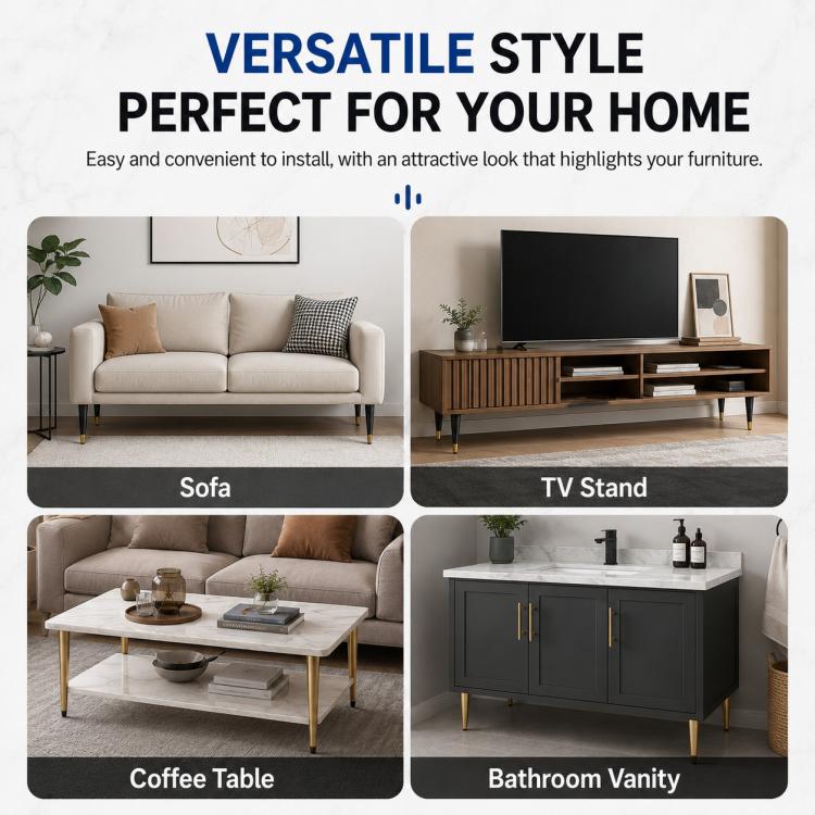 Straight Tapered Metal Furniture Support Legs for Sofas and Coffee Tables, 10cm, 12cm, 15cm, 17cm, 20cm, 25cm, 30cm