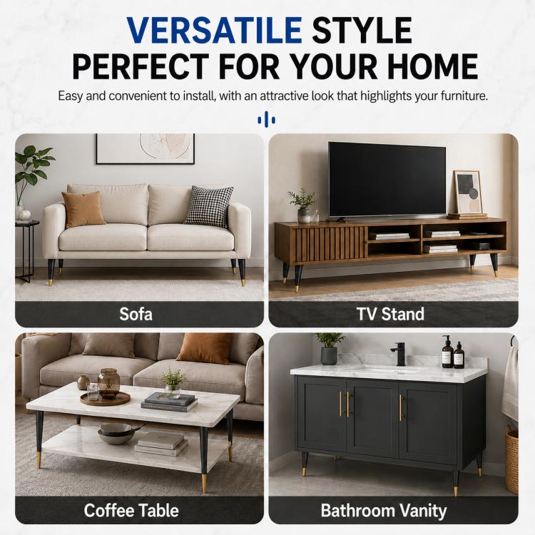 Angled Tapered Metal Furniture Support Legs for Sofas and Coffee Tables, 10cm, 12cm, 15cm, 17cm, 20cm, 25cm, 30cm