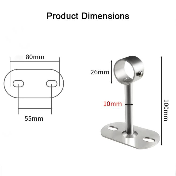 Fits 25mm Round Tubes Stainless Steel Flange-Mount Bracket for Clothes Drying Rod, 100mm, 150mm, 200mm, 250mm, 300mm, 350mm, 400mm, 500mm