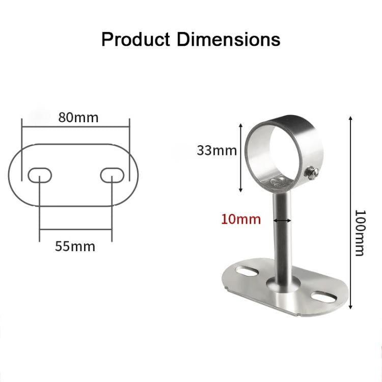 Fits 32mm Round Tubes Stainless Steel Flange-Mount Bracket for Clothes Drying Rod, 100mm, 150mm, 200mm, 250mm, 300mm, 350mm, 400mm, 500mm
