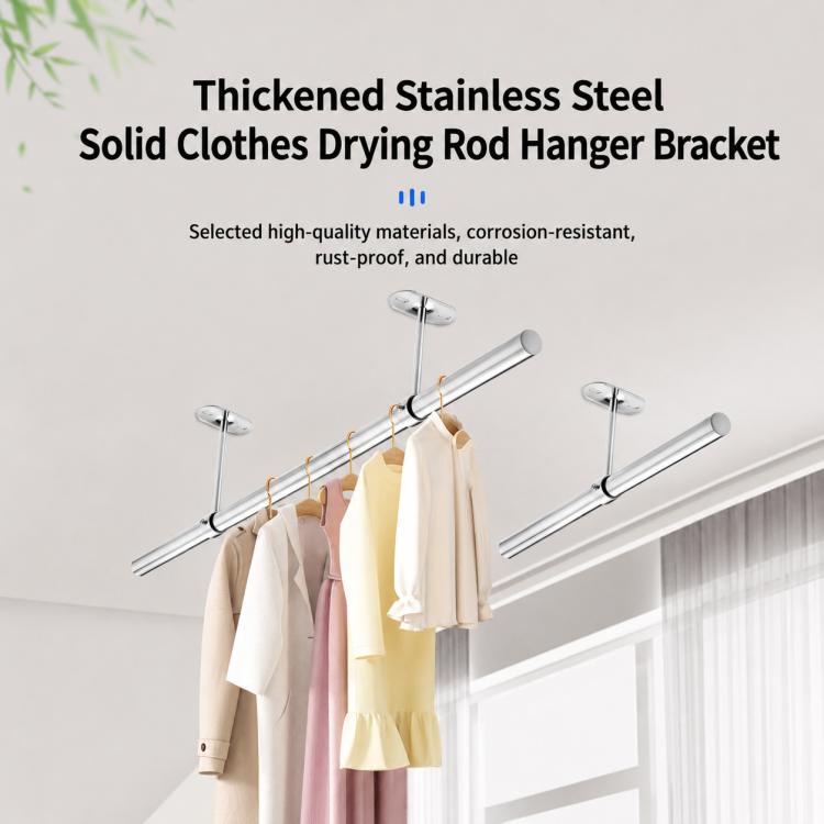 Fits 32mm Round Tubes Stainless Steel Flange-Mount Bracket for Clothes Drying Rod, 100mm, 150mm, 200mm, 250mm, 300mm, 350mm, 400mm, 500mm
