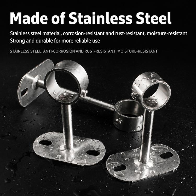 Fits 32mm Round Tubes Stainless Steel Flange-Mount Bracket for Clothes Drying Rod, 100mm, 150mm, 200mm, 250mm, 300mm, 350mm, 400mm, 500mm