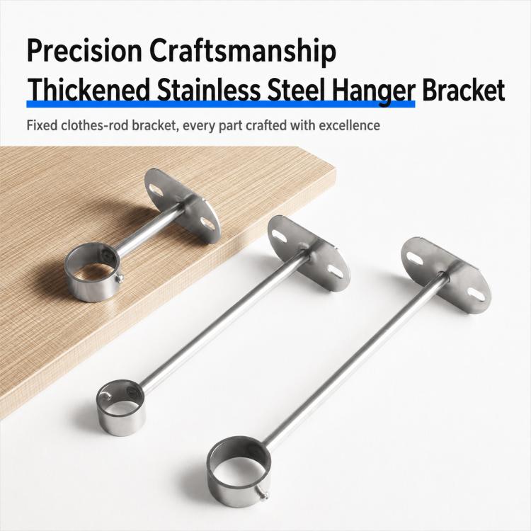 Fits 32mm Round Tubes Stainless Steel Flange-Mount Bracket for Clothes Drying Rod, 100mm, 150mm, 200mm, 250mm, 300mm, 350mm, 400mm, 500mm
