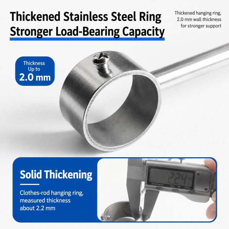Fits 32mm Round Tubes Stainless Steel Flange-Mount Bracket for Clothes Drying Rod, 100mm, 150mm, 200mm, 250mm, 300mm, 350mm, 400mm, 500mm