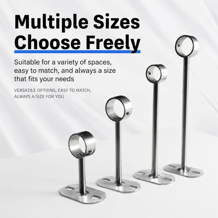 Fits 32mm Round Tubes Stainless Steel Flange-Mount Bracket for Clothes Drying Rod, 100mm, 150mm, 200mm, 250mm, 300mm, 350mm, 400mm, 500mm