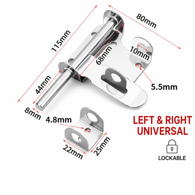 201 Stainless Steel Slide Bolt Latch, Heavy-Duty Barrel Bolt Door Lock, 4 inch, 6 inch, 8 inch