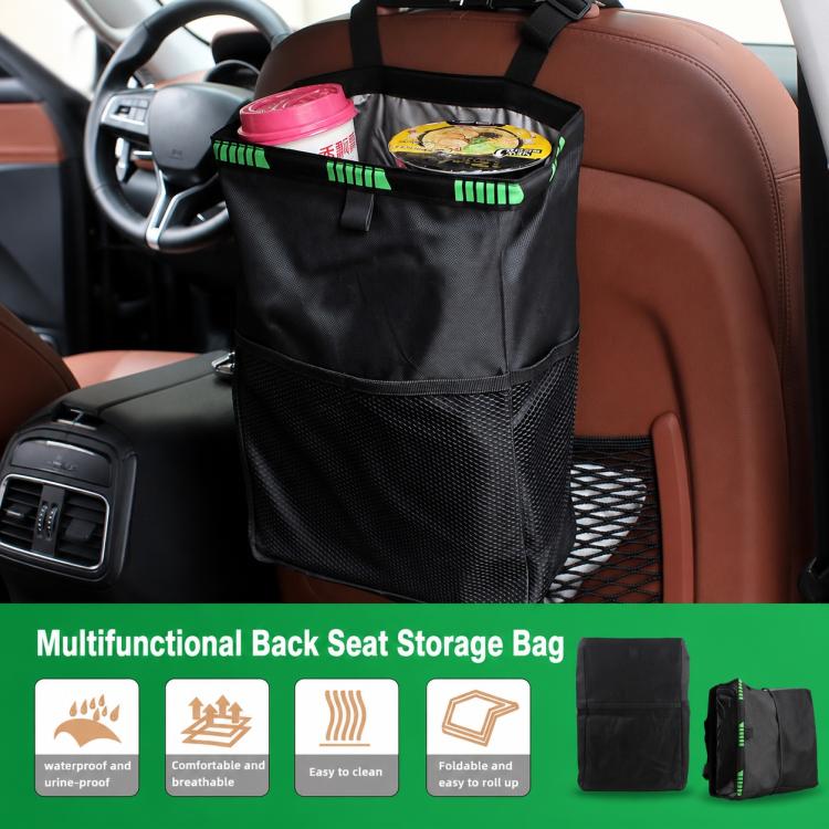 Car Storage Bag Car Back Seat Hook Garbage Can, Black Green, Black, Black Green + Trash Bags, Black + Trash Bags, Black Green + Tissue Bag