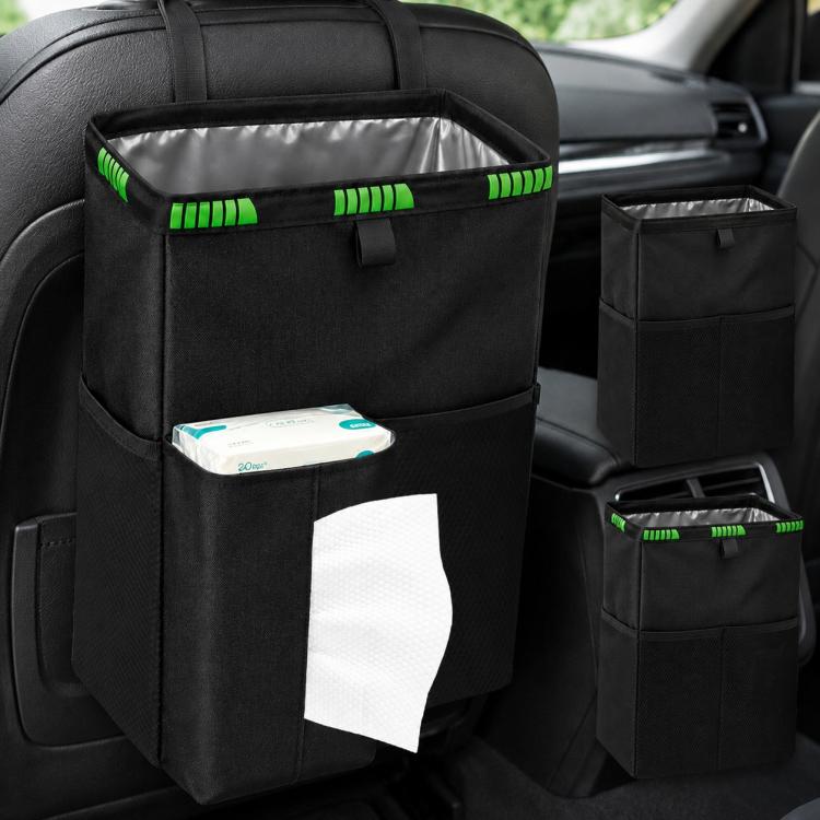 Car Storage Bag Car Back Seat Hook Garbage Can, Black Green, Black, Black Green + Trash Bags, Black + Trash Bags, Black Green + Tissue Bag