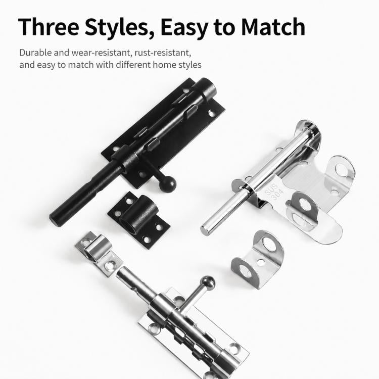 201 Stainless Steel Ball Handle Slide Bolt Latch Door Lock with Lock Hole, 4 inch, 5 inch, 6 inch, 8 inch, 10 inch, 12 inch, 14 inch, 16 inch, 18 inch, 20 inch 12 Core, 20 inch 14 Core, 24 inch, 32 inch