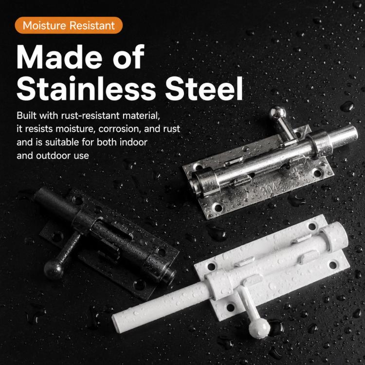 201 Stainless Steel Ball Handle Slide Bolt Latch Door Lock with Lock Hole, 4 inch, 5 inch, 6 inch, 8 inch, 10 inch, 12 inch
