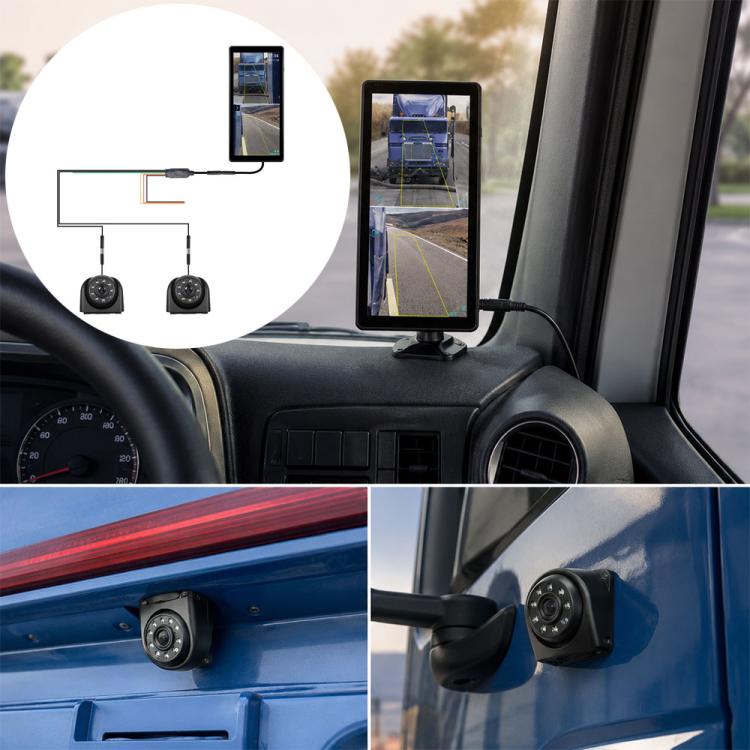 10.36 inch Trucks Electronic Rear-View Mirror Digital HD Wired Touchscreen 2 in 1 Set with BSD DVRs