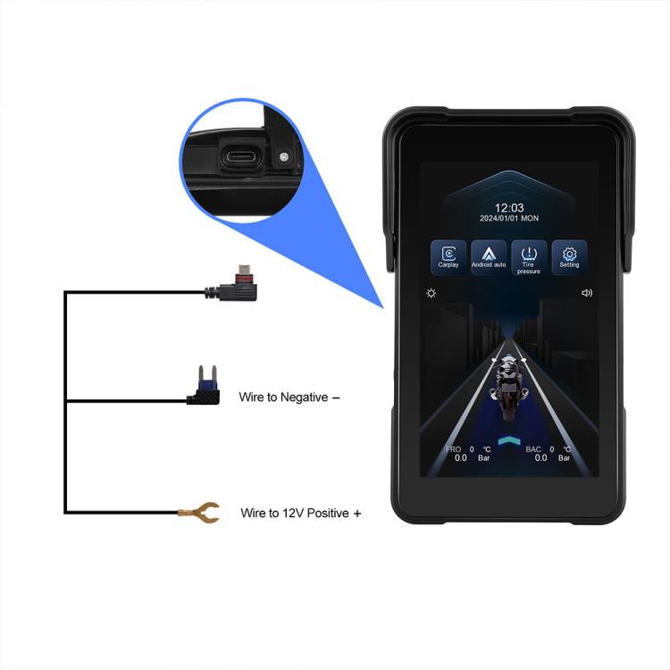 5 inch Vertical Motorcycle Portable Waterproof CarPlay GPS Navigator, Standard, Standard+Tire Pressure Monitor