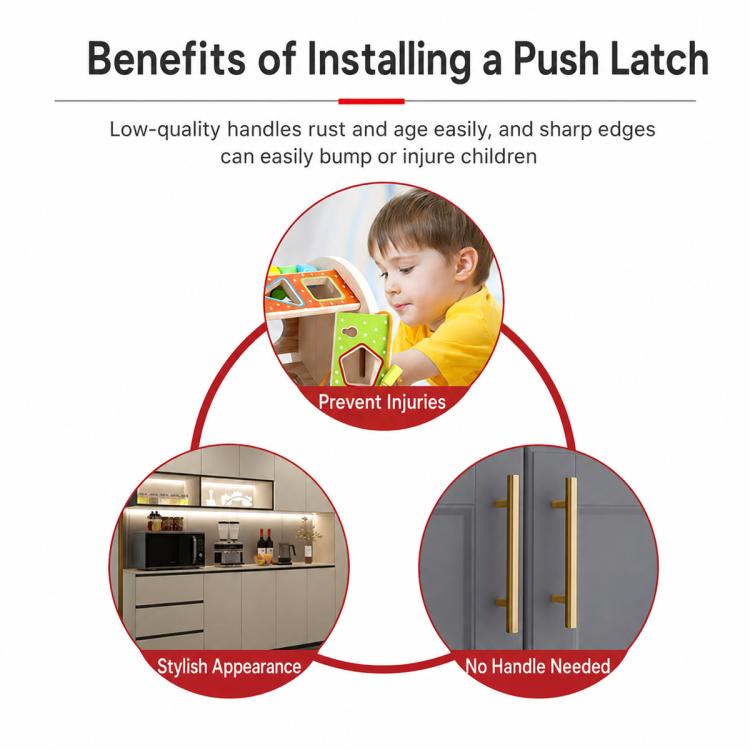 Handle-Free Push-To-Open Cabinet Door Latch, 202 Double Head Style Black, 202 Double Head Style Beige, 201 Single Head Magnetic Style Black, 201 Single Head Magnetic Style Beige, 222 Single Head Magnetic Style Black, 222 Double Head Magnetic Style Blac...