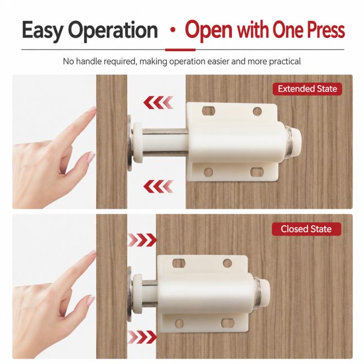 Handle-Free Push-To-Open Cabinet Door Latch, 202 Double Head Style Black, 202 Double Head Style Beige, 201 Single Head Magnetic Style Black, 201 Single Head Magnetic Style Beige, 222 Single Head Magnetic Style Black, 222 Double Head Magnetic Style Blac...