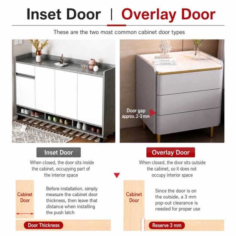 Handle-Free Push-To-Open Cabinet Door Latch, 202 Double Head Style Black, 202 Double Head Style Beige, 201 Single Head Magnetic Style Black, 201 Single Head Magnetic Style Beige, 222 Single Head Magnetic Style Black, 222 Double Head Magnetic Style Blac...
