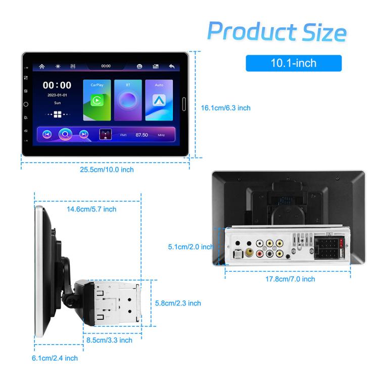 10.1 inch Car HD Touchable Screen Single Din Carplay MP5 Player, Standard, Standard+Reversing camera