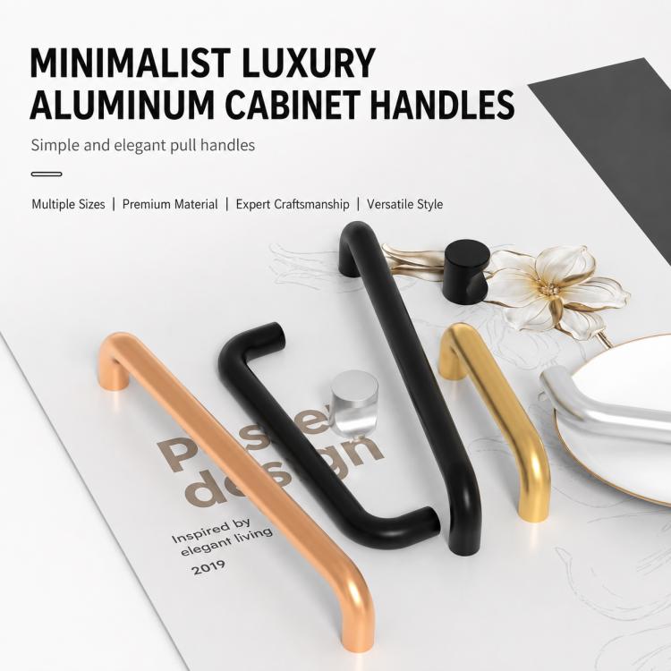 Solid Aluminum Alloy Cabinet Door Pull Handle, Furniture Handles Door Knob, 96mm, 128mm, 160mm, 192mm