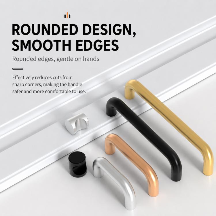 Solid Aluminum Alloy Cabinet Door Pull Handle, Furniture Handles Door Knob, 96mm, 128mm, 160mm, 192mm