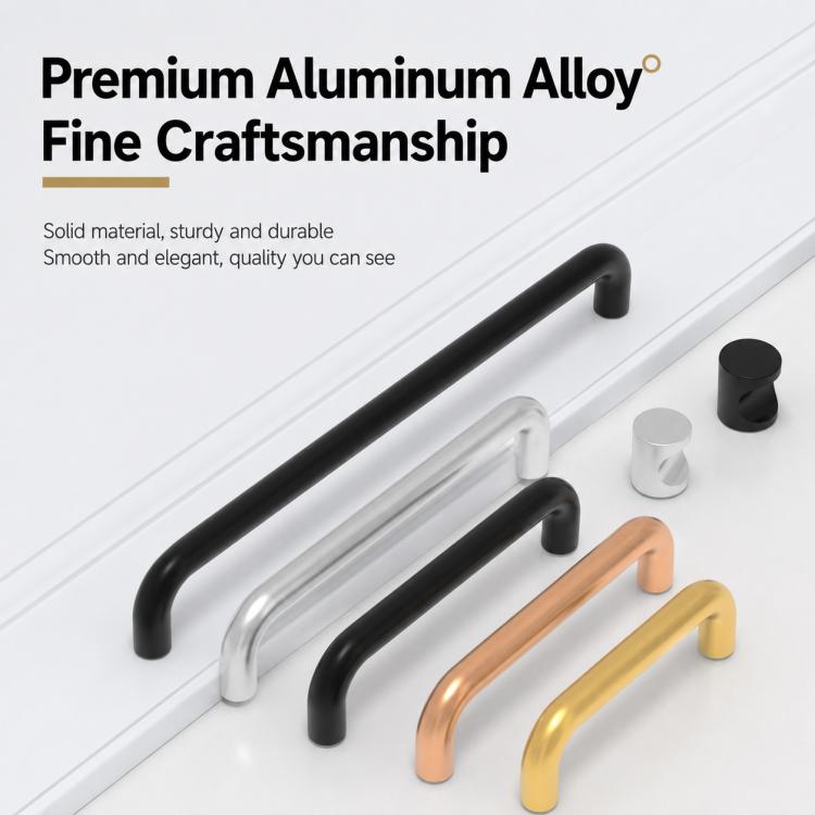 Solid Aluminum Alloy Cabinet Door Pull Handle, Furniture Handles Door Knob, 96mm, 128mm, 160mm, 192mm