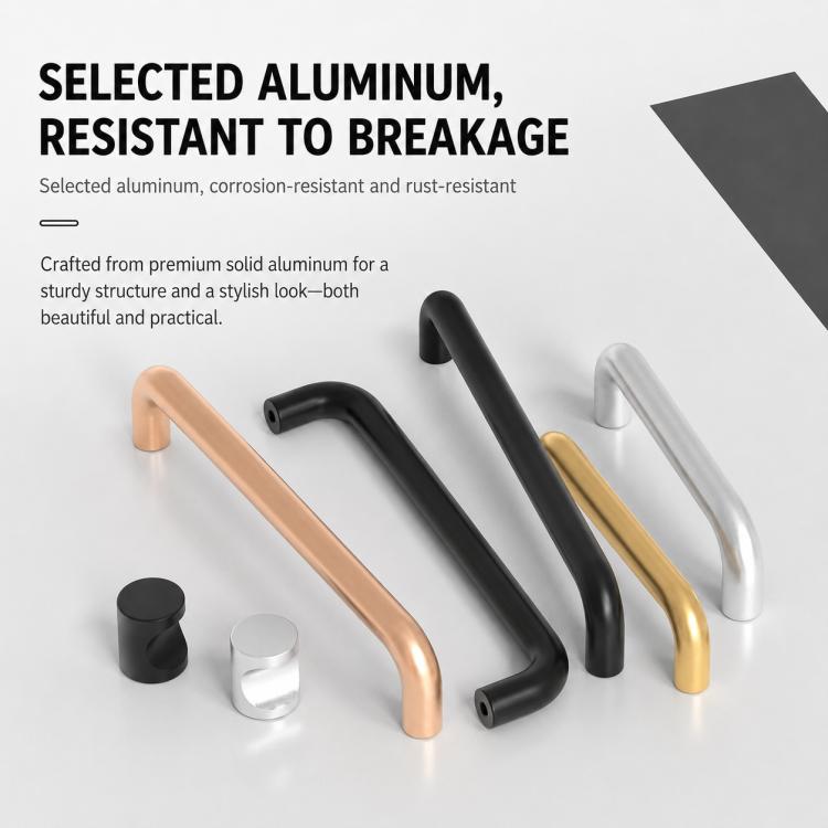 Solid Aluminum Alloy Cabinet Door Pull Handle, Furniture Handles Door Knob, 96mm, 128mm, 160mm