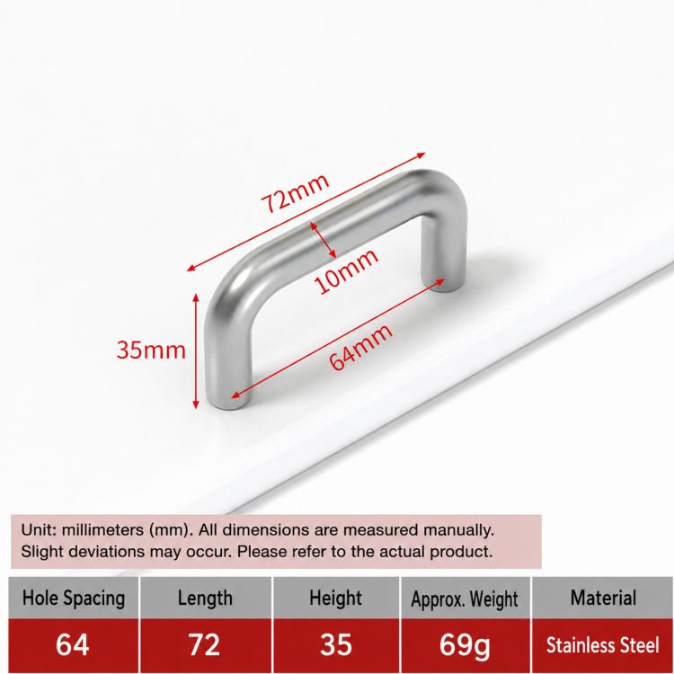 Solid Stainless Steel Cabinet Door Pull Handle, Furniture Handles Door Knob, 64mm, 96mm, 128mm, 160mm