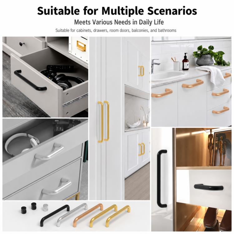Solid Stainless Steel Cabinet Door Pull Handle, Furniture Handles Door Knob, 64mm, 96mm, 128mm, 160mm