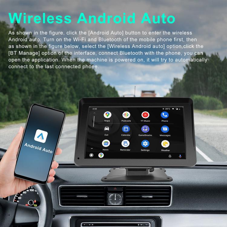 7 inch Center Portable Screen Wireless CarPlay Car Navigation System, Sunshade Cover, Without Sunshade Cover, Incell Screen