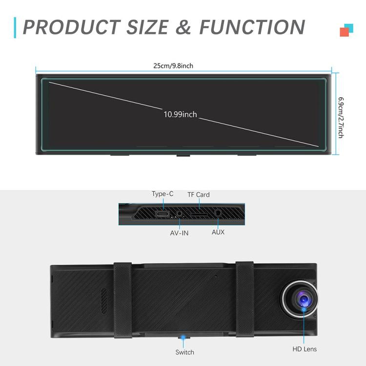 10.99 inch 4K Center CarPlay Auto Car Portable Navigation Screen, Standard, Standard+Reversing Camera