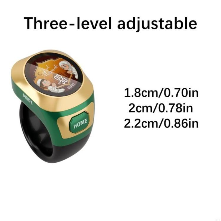 S6 Adjustable Size Color Screen Display Prayer Smart Bluetooth Ring Counter, S6 (Black), S6 (Green), S6 (Rose Gold), S6 (Silver)