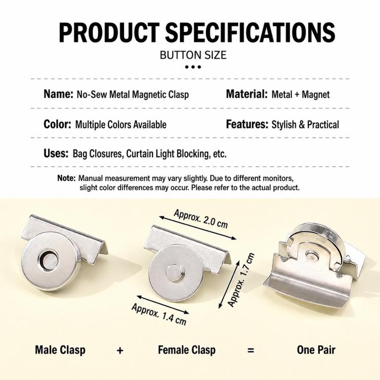 10 Pair/Pack Strong Magnetic Leather Bag Metal Buttons