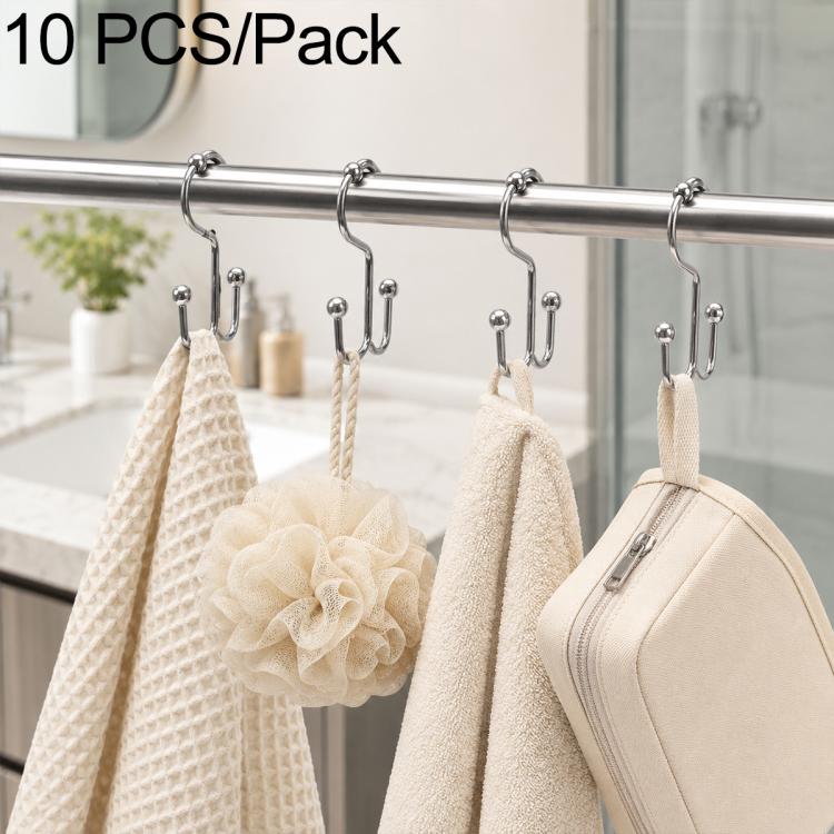 10 PCS/Pack Mountain Shaped Curtain Shower Curtain Metal Hooks, Iron, 201 Stainless Steel, 304 Stainless Steel