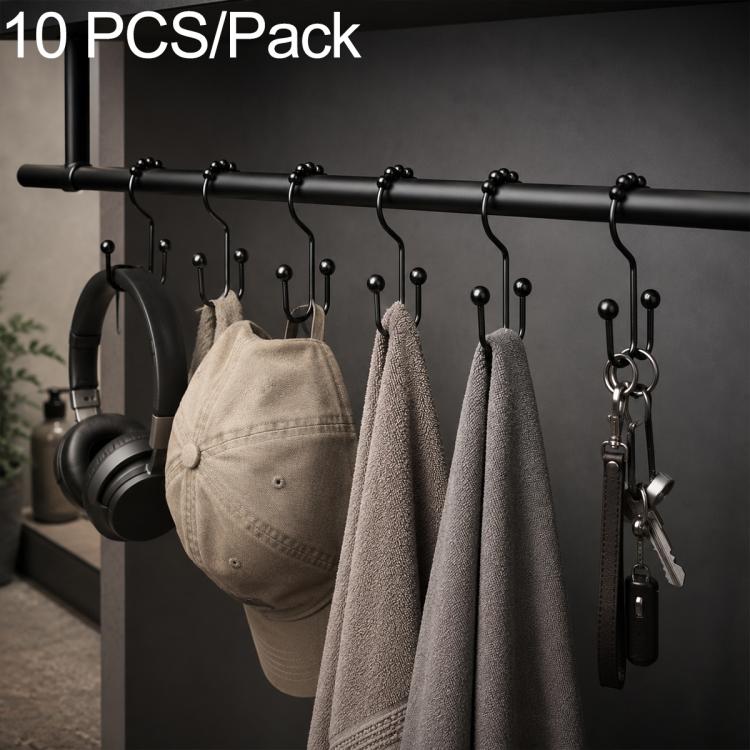 10 PCS/Pack Mountain Shaped Curtain Shower Curtain Metal Hooks, Iron, 201 Stainless Steel, 304 Stainless Steel