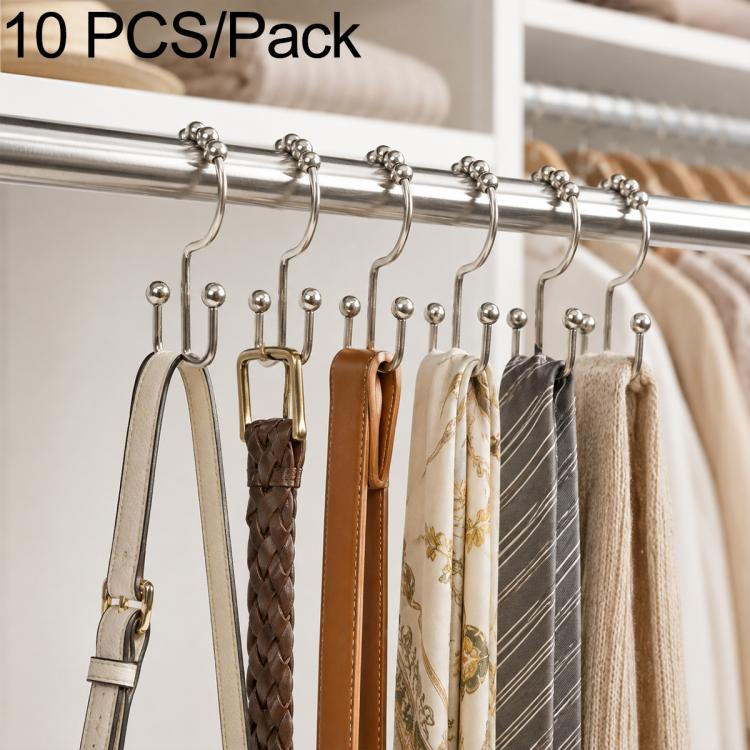 10 PCS/Pack Mountain Shaped Curtain Shower Curtain Metal Hooks, Iron, 201 Stainless Steel, 304 Stainless Steel
