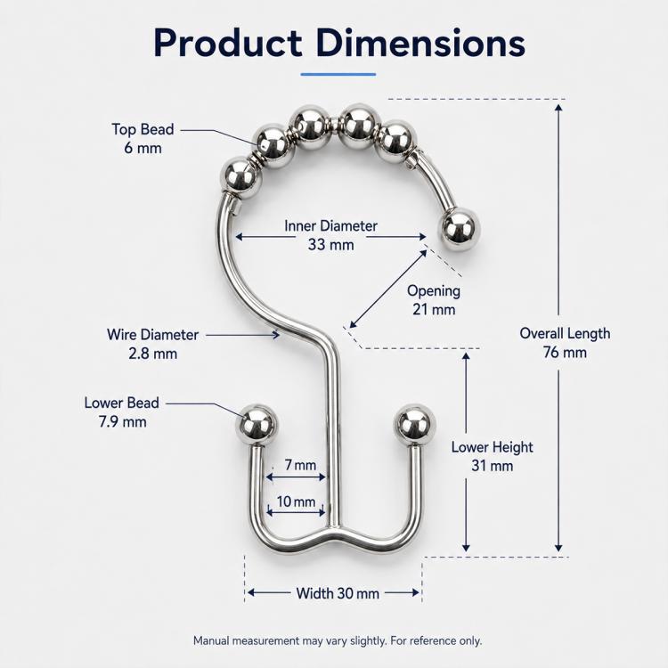 10 PCS/Pack Mountain Shaped Curtain Shower Curtain Metal Hooks, Iron, 201 Stainless Steel, 304 Stainless Steel