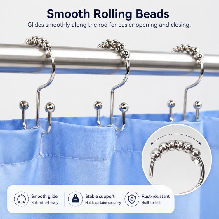 10 PCS/Pack Mountain Shaped Curtain Shower Curtain Metal Hooks, Iron, 201 Stainless Steel, 304 Stainless Steel