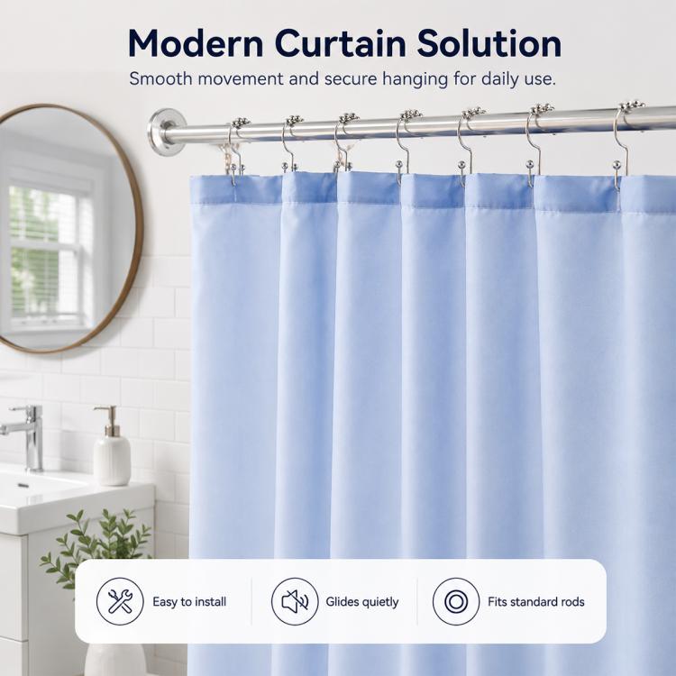 10 PCS/Pack Mountain Shaped Curtain Shower Curtain Metal Hooks, Iron, 201 Stainless Steel, 304 Stainless Steel