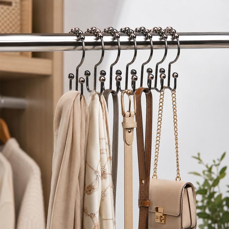 10 PCS/Pack Mountain Shaped Curtain Shower Curtain Metal Hooks, Iron, 201 Stainless Steel, 304 Stainless Steel