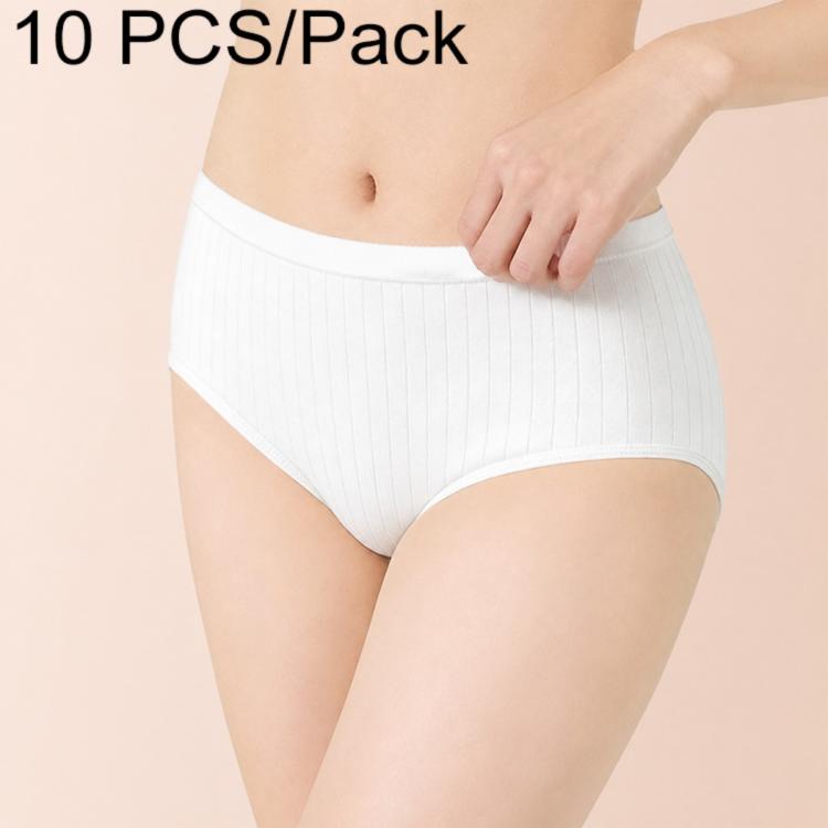 10 PCS/Pack Women Disposable Underwears Sterilized Cotton Crotch Briefs, M, L, XL, XXL, XXXL