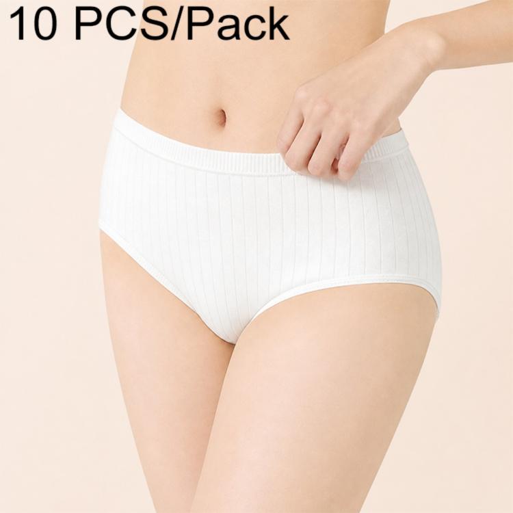 10 PCS/Pack Women Disposable Underwears Sterilized Cotton Crotch Briefs, M, L, XL, XXL, XXXL