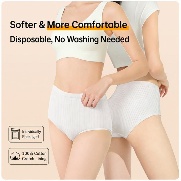 10 PCS/Pack Women Disposable Underwears Sterilized Cotton Crotch Briefs, M, L, XL, XXL, XXXL