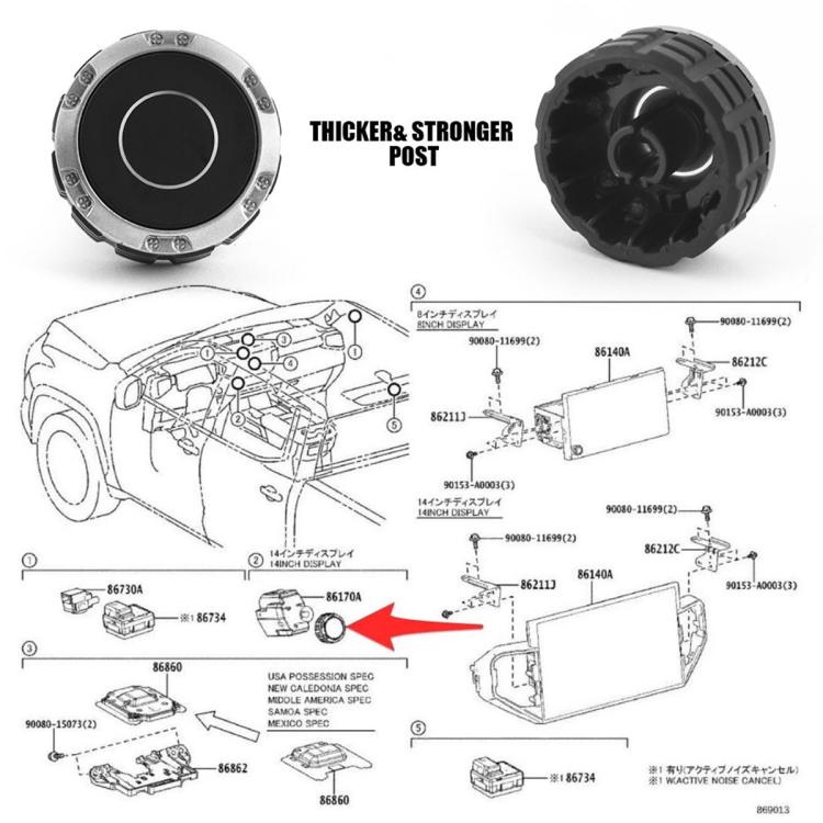 Car A/C and Radio Display Control Knob for Toyota Tundra / Sequoia 2022-2025 86128-0C060, For Toyota Tundra