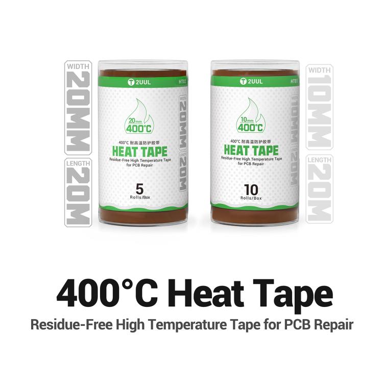 2UUL 400°C High Temperature Resistant Protective Tape, 20mm 5 Volumes, 10mm 10 Volumes