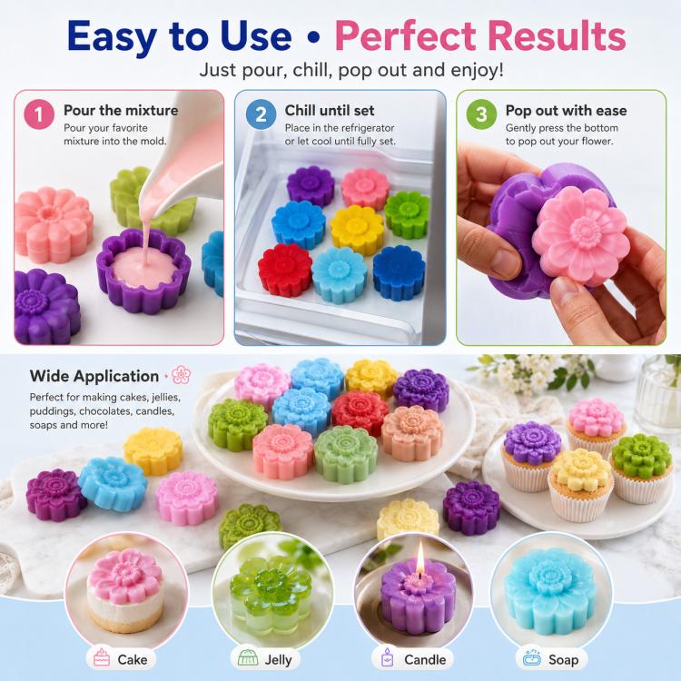 10 PCS/Pack High-Temperature Flower Silicone Mold