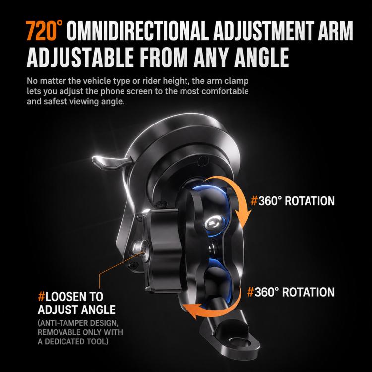 45W Motorcycle 360-degree Rotating Magnetic Phone Wireless Charger Holder, Handlebar Model-A1, Rearview Mirror Mount-A2, Rearview Mirror Arm-A3, M8 Screw-A4, Crossbar-A5, Heavy-Duty Clamp-A6, Oil Pump Base-A7