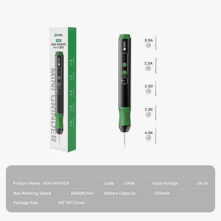 2UUL DA86 Mini Grinder Cordless Engraving Pen with 10pcs DA82 Grinding Heads