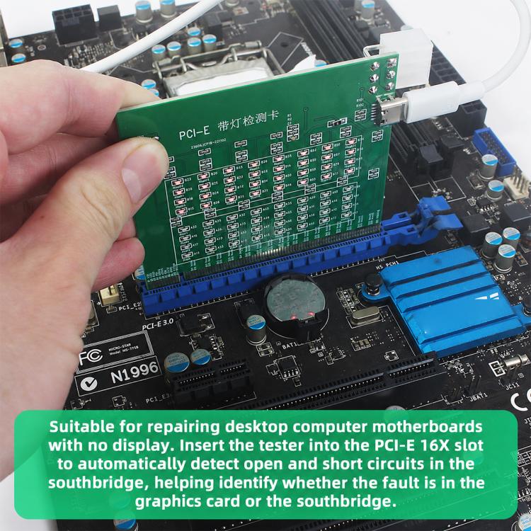 HuiMinTONG HMT-CZ01 PCI-E 16X Desktop PC Motherboard Diagnostic Tester with LED
