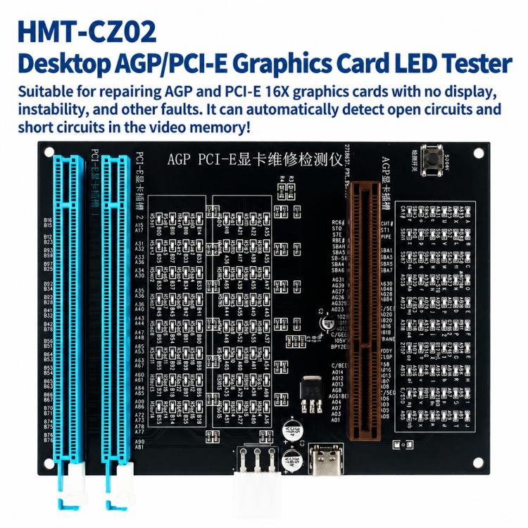 HuiMinTONG HMT-CZ02 HMT-CZ02 AGP PCI-E 16X Graphics Card Diagnostic Tester with LED